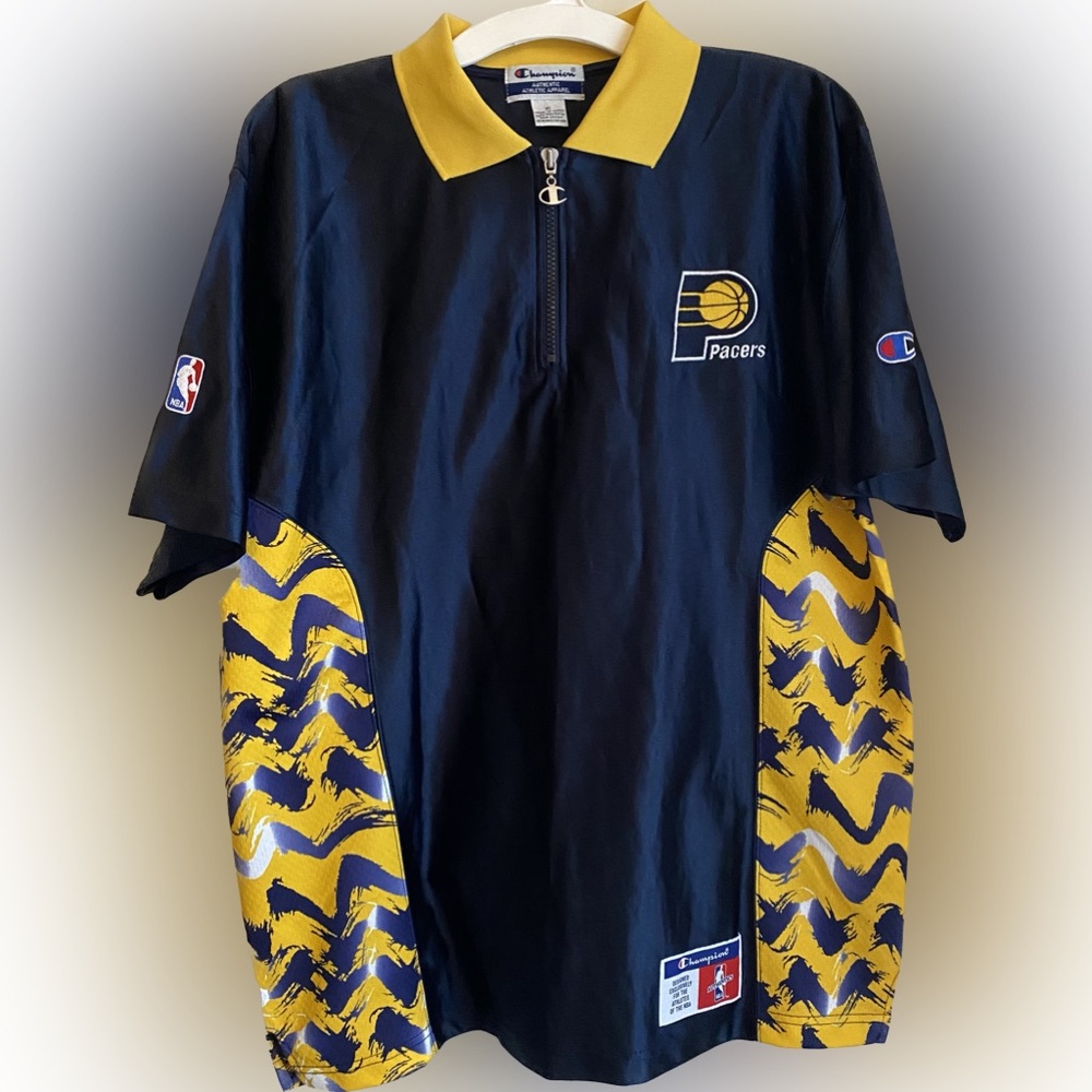 Retro Champion Indiana Pacers quarter zip Shooting Shirt Streetwear NBA Size XL